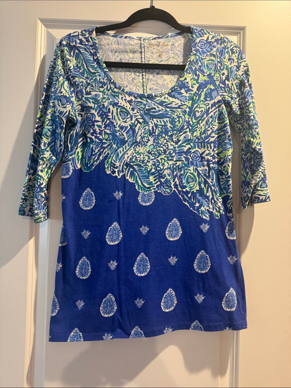 Lilly Pulitzer Blue, Green & White Patterned Scoop dress